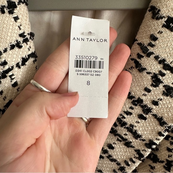 NWT Ann Taylor Black and White Double Breasted Tweed Blazer Jacket 8 - Picture 4 of 12